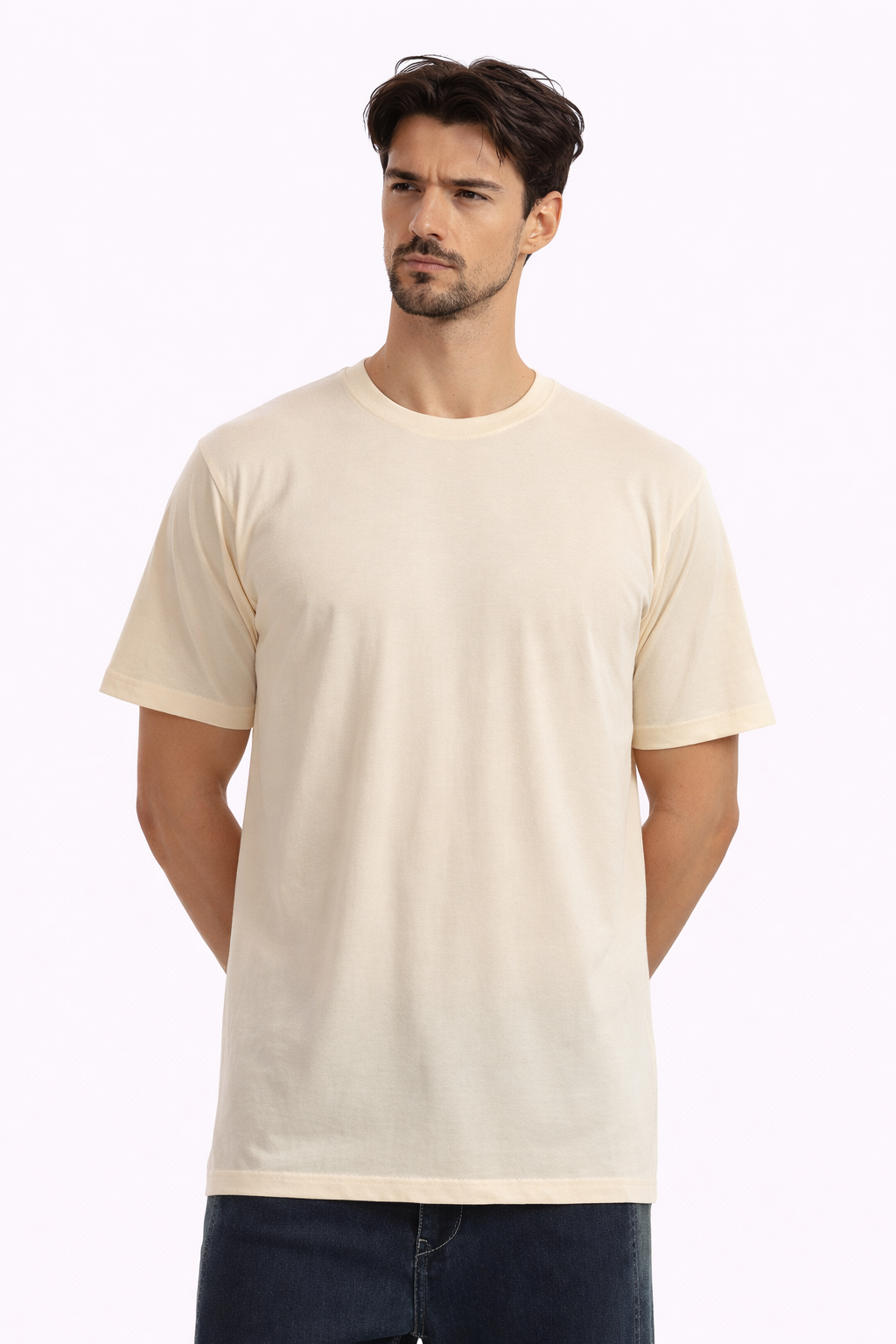Beige Regular Fit T-Shirt | 180 GSM Premium Cotton Essential