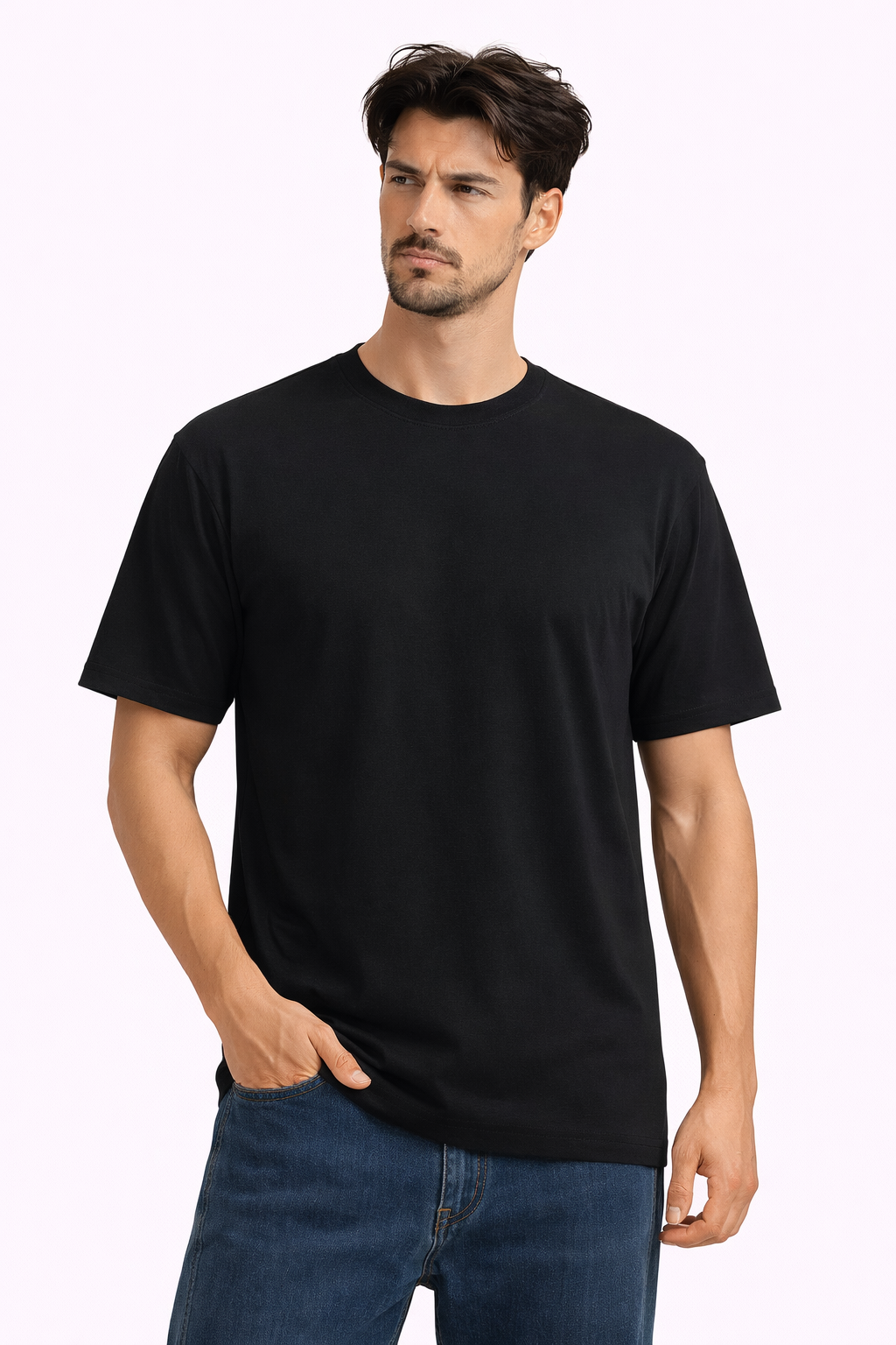 Black Regular Fit T-Shirt | 180 GSM Premium Cotton