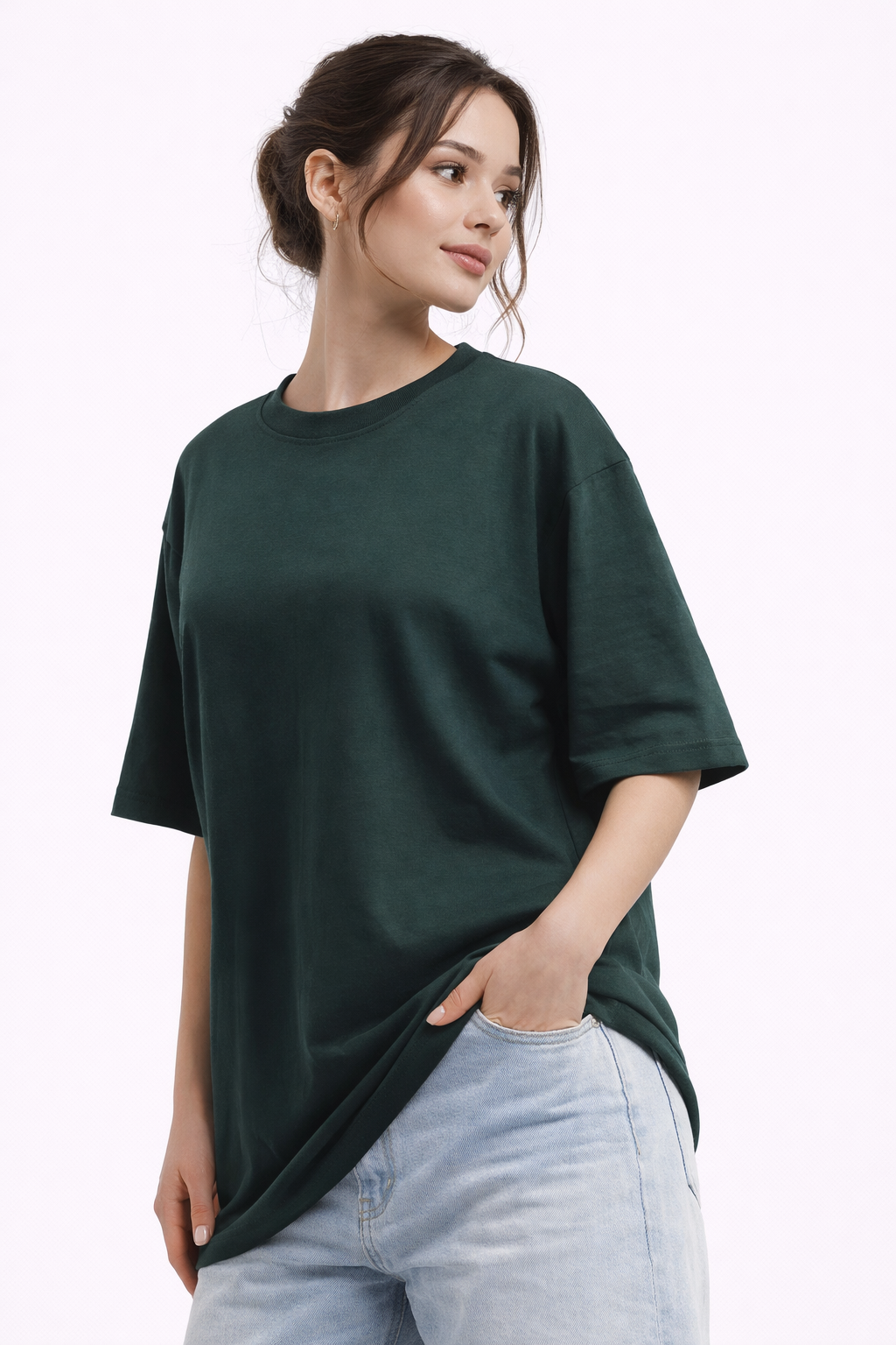 Customised Women - Oversized French Terry Cotton Plain T-Shirt