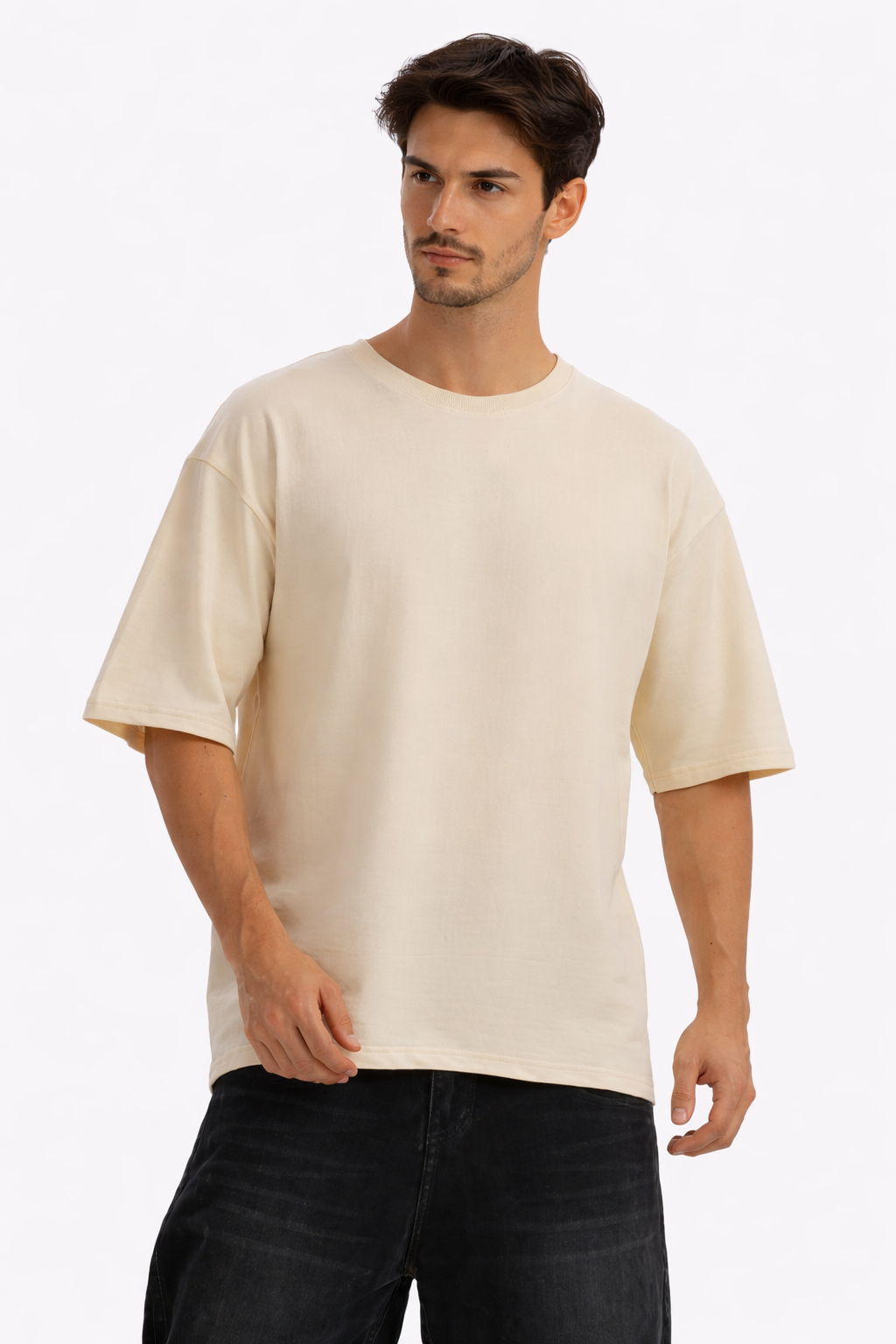 Oversized Cotton French Terry 240 GSM T-Shirt Plain
