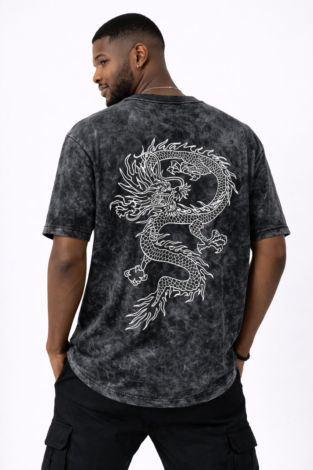 Black Dragon | Limited Edition - Acid Wash Oversized French Terry Cotton T-Shirts