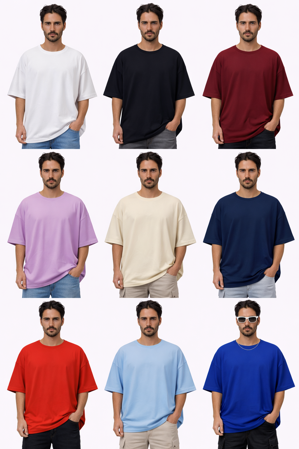 Oversized Cotton French Terry 240 GSM T-Shirt Plain