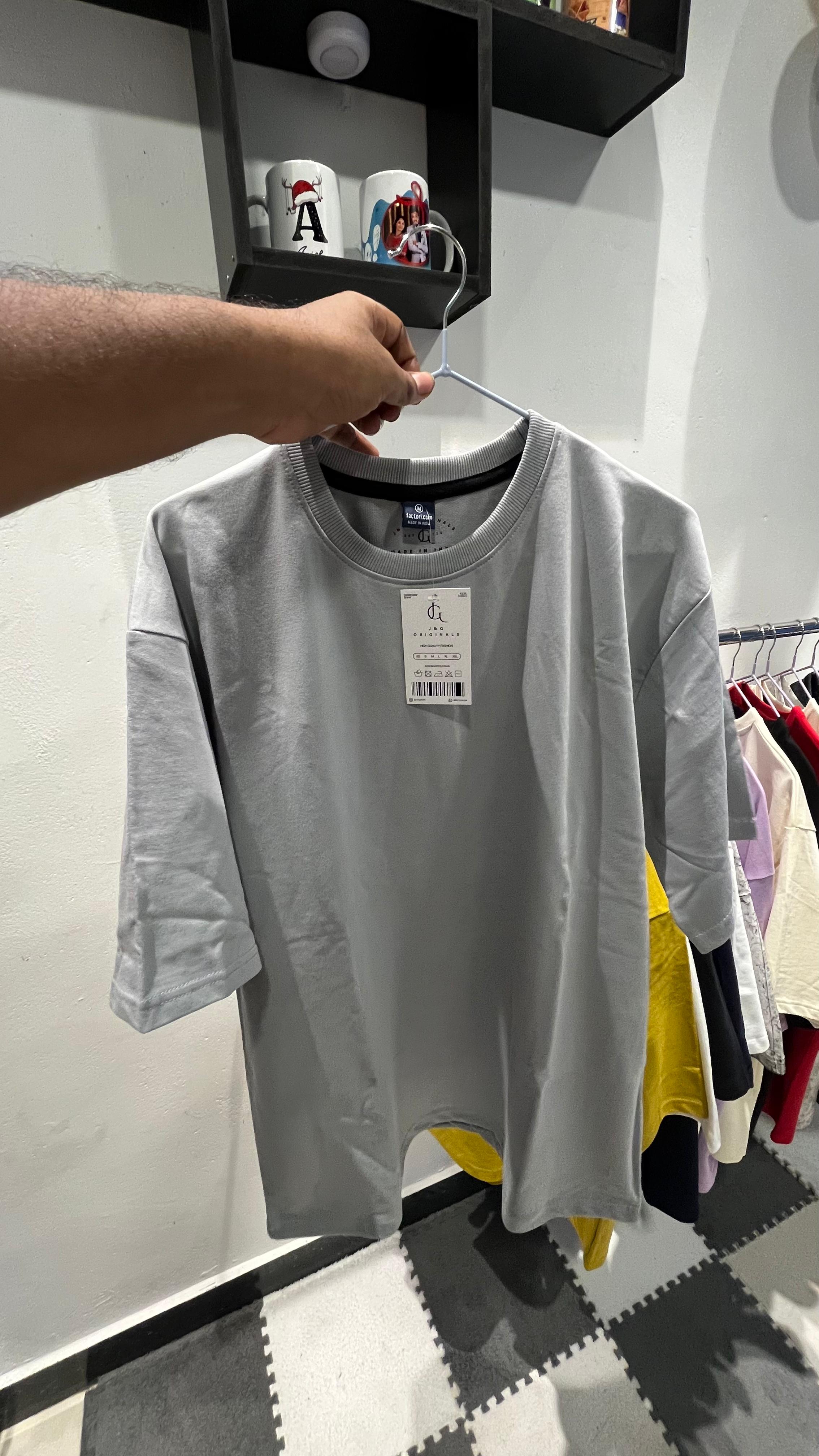 Oversized Cotton French Terry 240 GSM T-Shirt Plain